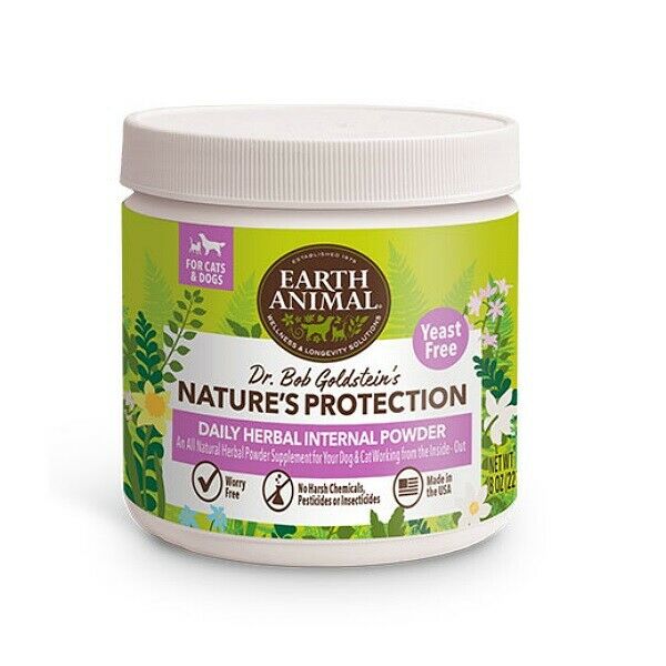 Earth Animal Yeast Free Flea And Tick Internal Powder For Dogs & Cat 8oz