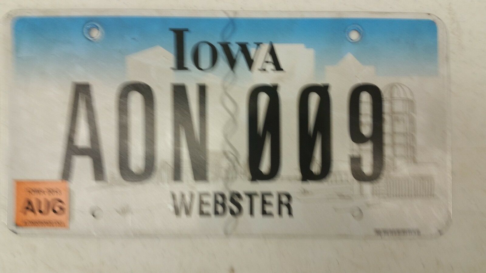 2013 Iowa Webster County Radio License Plate Aon ØØ9