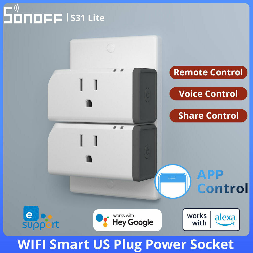 Sonoff S31 Lite Wifi Smart Plug Wireless Power Socket 15a Switch Remote Control