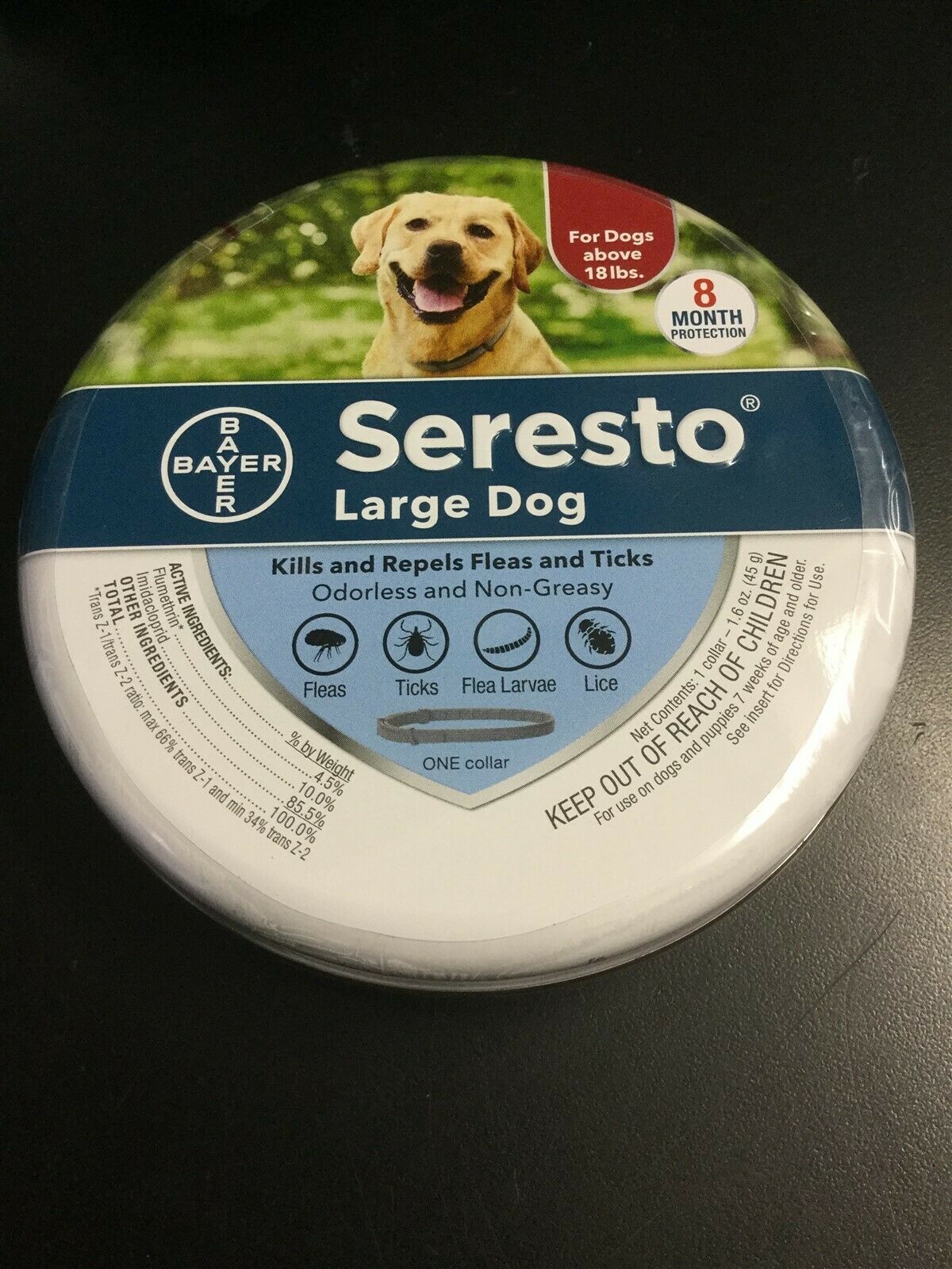 Bayer Seresto Flea And Tick Collar For Large Dog Over 18lbs, 8 Month #9607