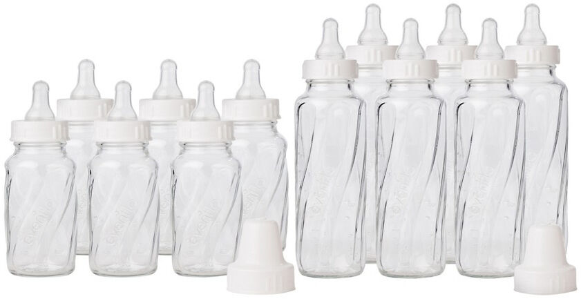 6 Pk Evenflo 4 Oz Or 8 Oz Twist Classic Real Glass Baby Bottles Bpa Free 937501