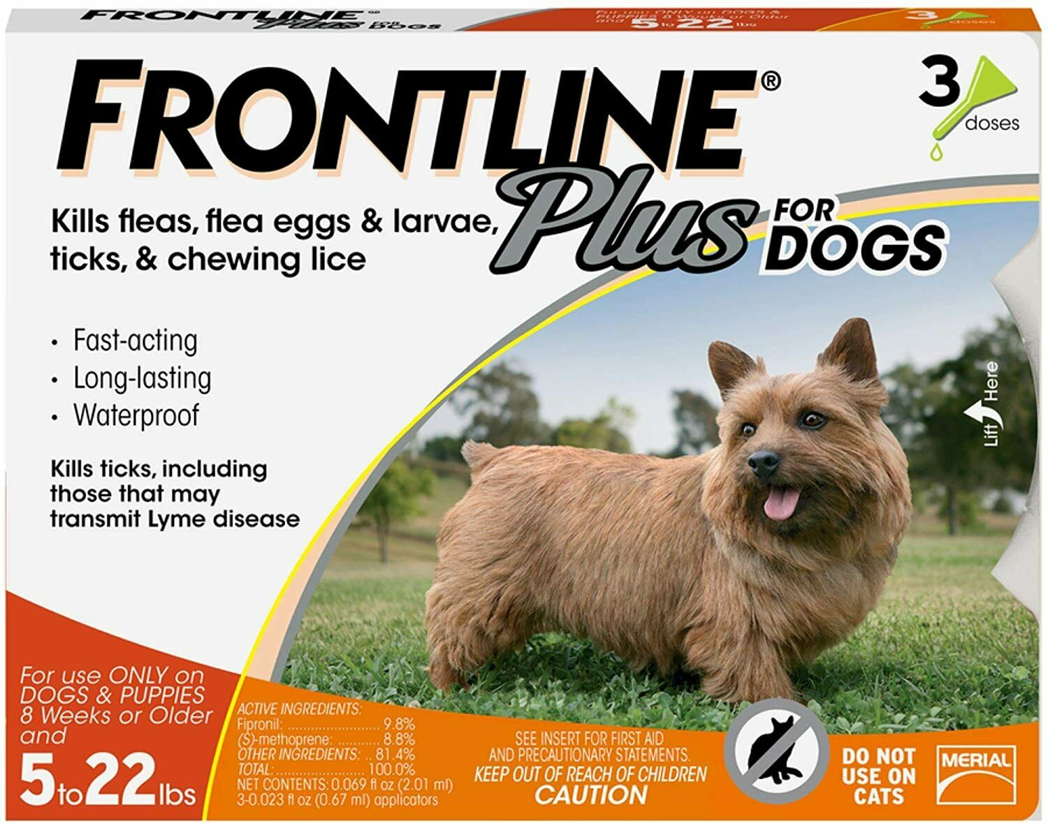 Frontline Plus For Small Dogs 5-22 Lbs. Orange Box 3 Month Supply - Epa Approved