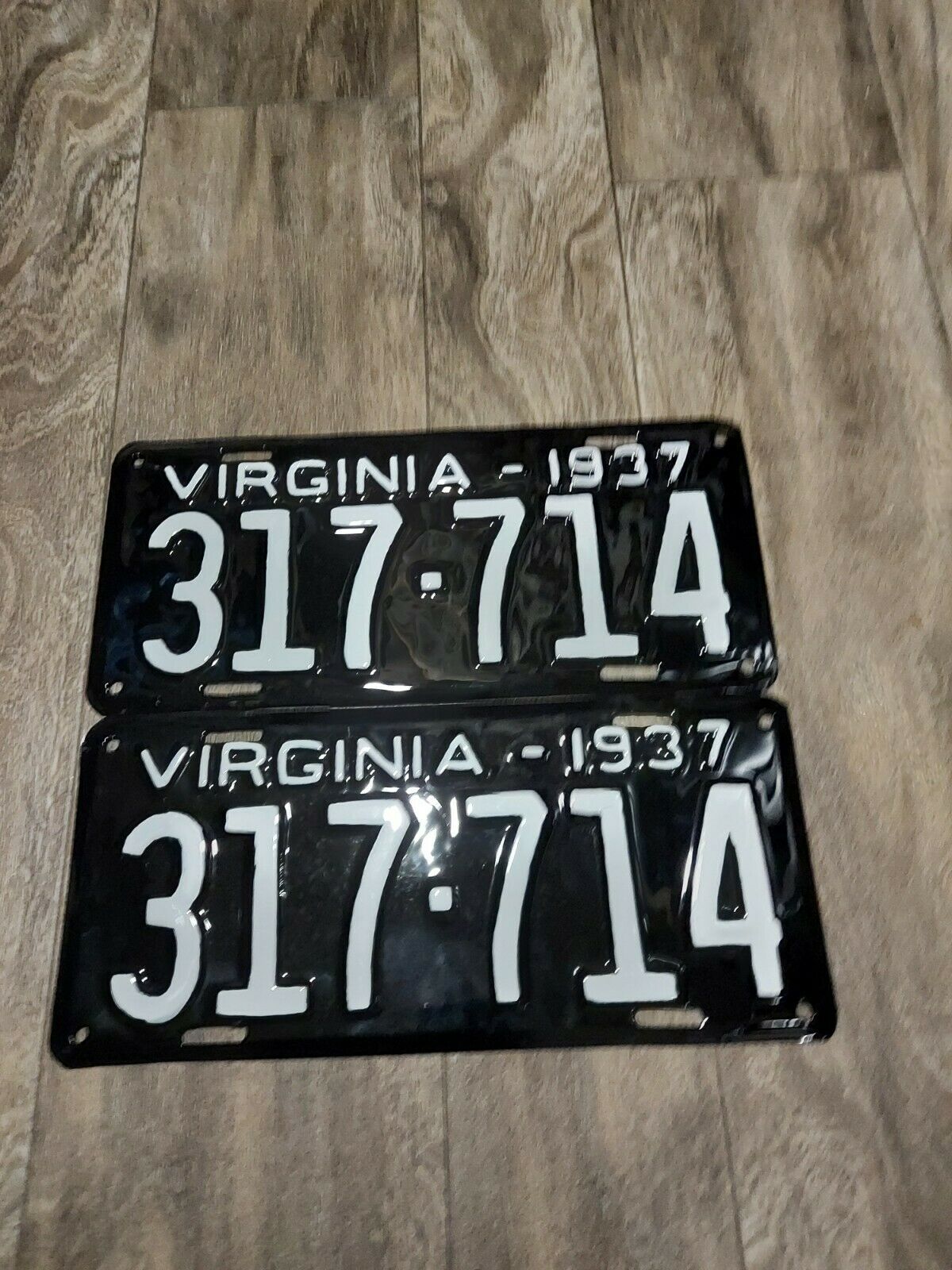 1937 Virginia License Plates ,matched Pair, Repainted