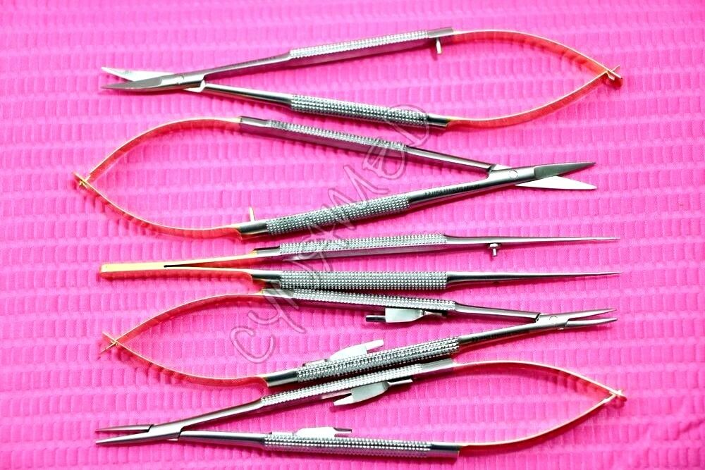 5 German Castroviejo Micro Scissors Needle Holder Str+ Cvd Forceps Dental Eye