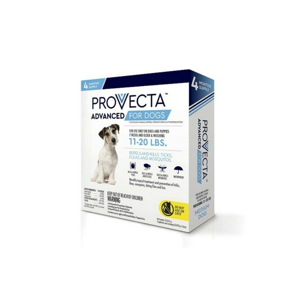 Provecta Advanced Flea & Tick Treatment For Medium Dogs 11-20lbs 4 Month Supply
