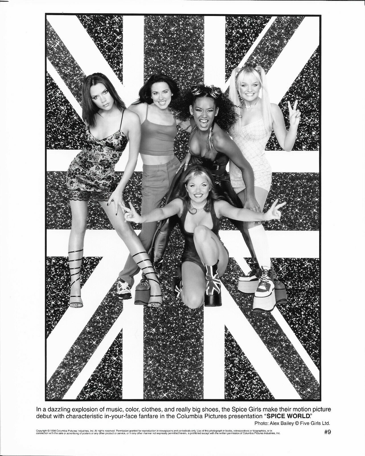 The Spice Girls 1998 Bw 8" X 10" Satin Photo Still Spice World (b)
