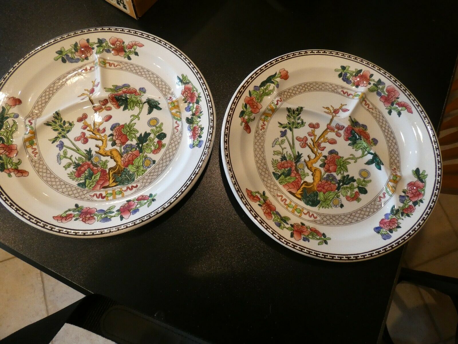 Vintage Two (2) Booths Indian Tree Divided Picnic Plate 10 5/8"