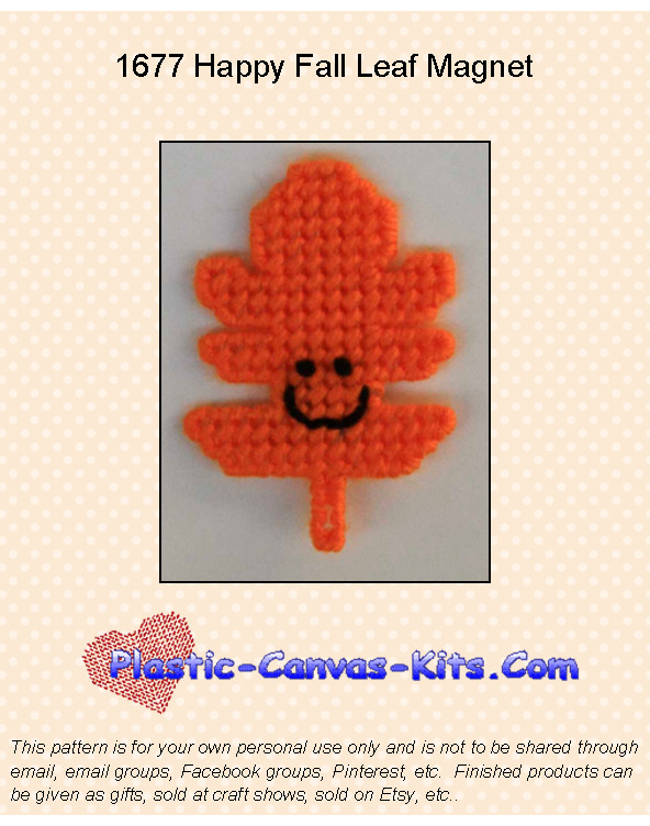 Happy Fall Leaf Magnet-plastic Canvas Pattern Or Kit