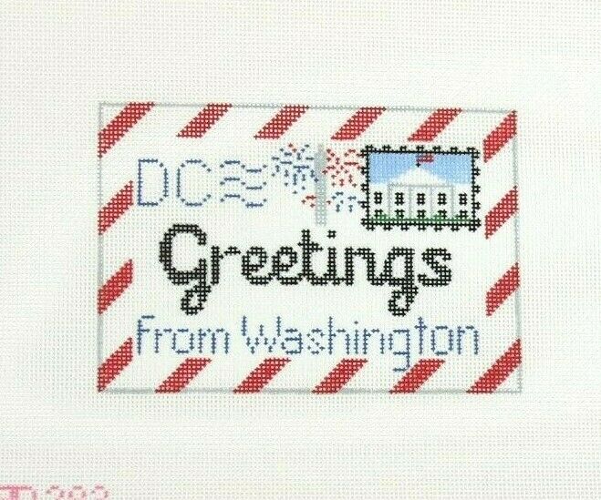 Rachel Donley Greetings From Washington Dc Handpainted Needlepoint Canvas