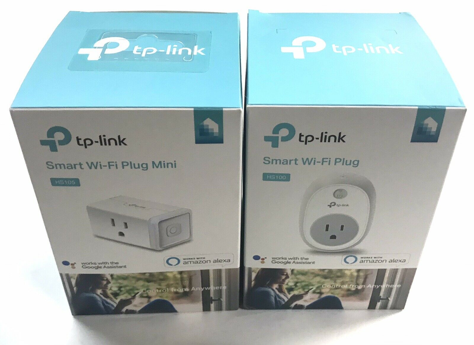 2 Tp-link Kasa Smart Wi-fi Plug Mini Alexa Google Hs105 Hs100 White New Open Box