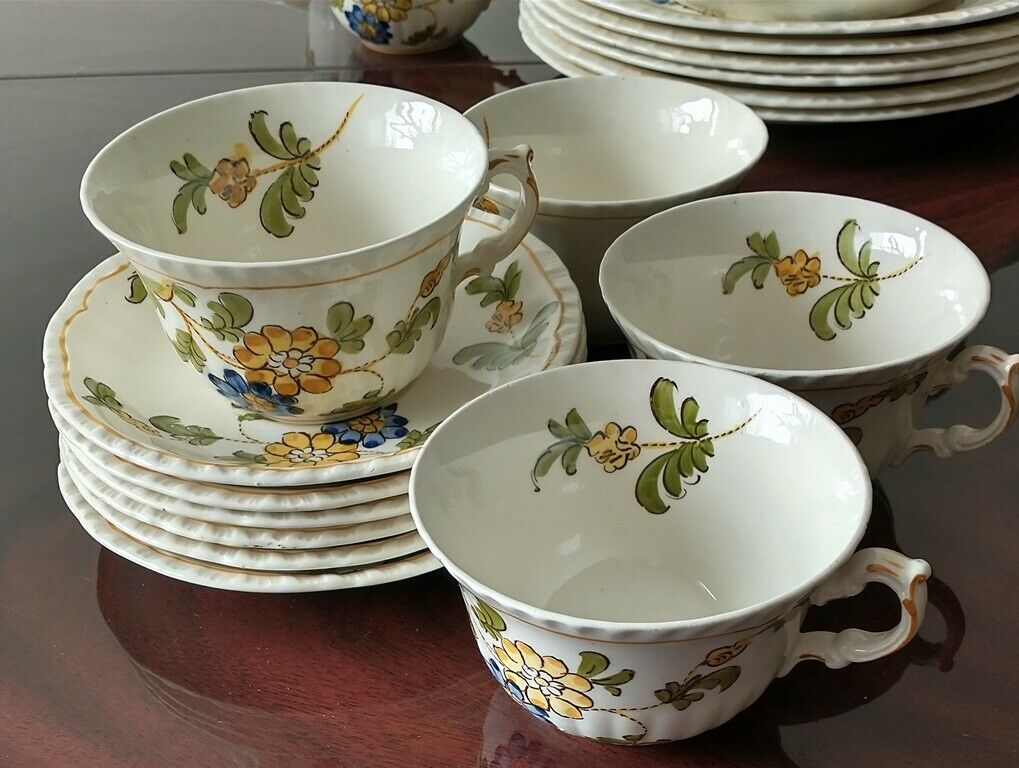 3 Booths Silicon China Ceylon Ivory Roma Pattern Cup And Saucer Sets