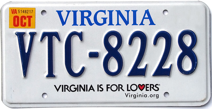 Virginia Is For Lovers License Plate (random Plate#)