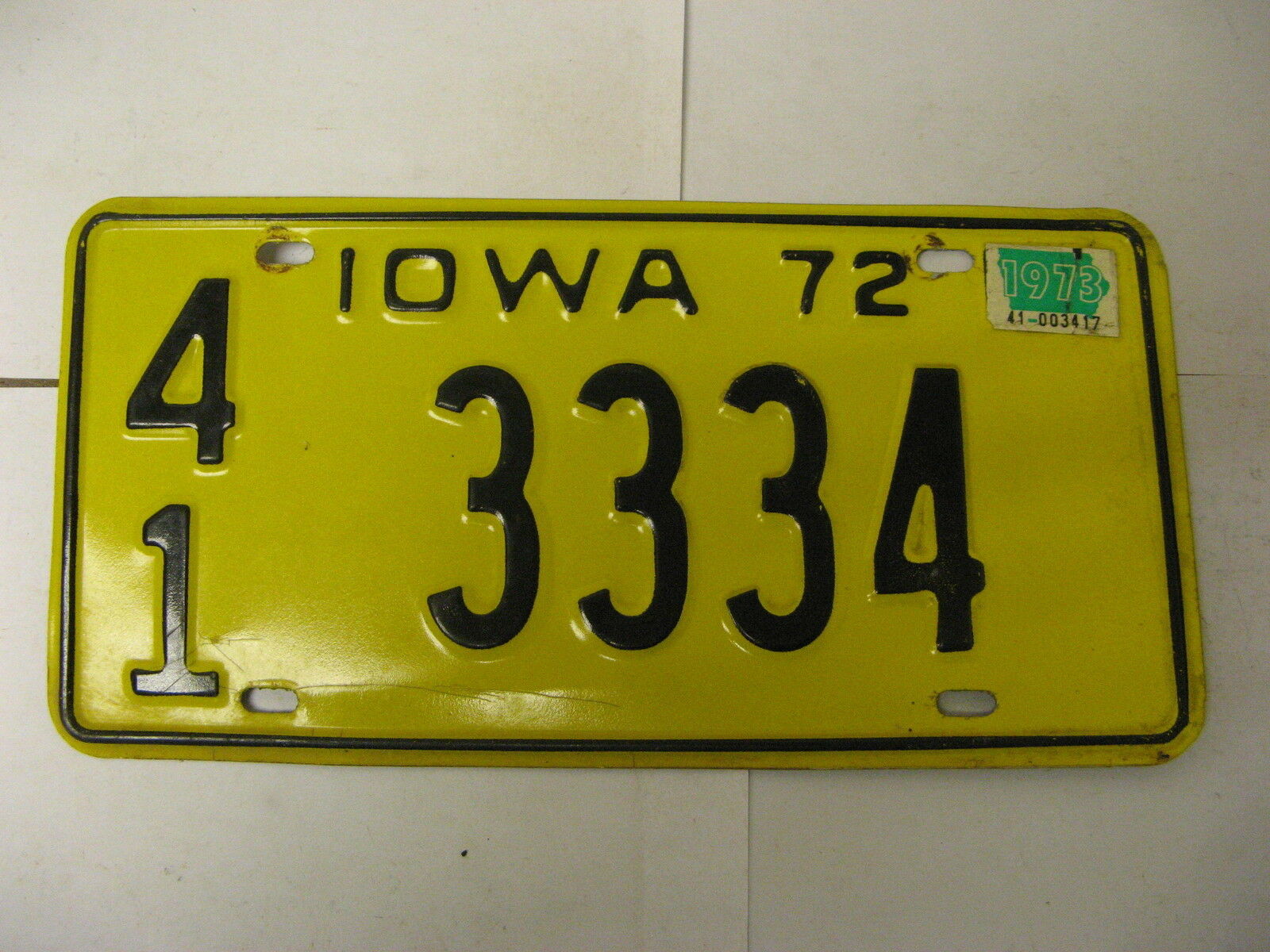 1972 72 1973 73 Iowa Ia License Plate 413334