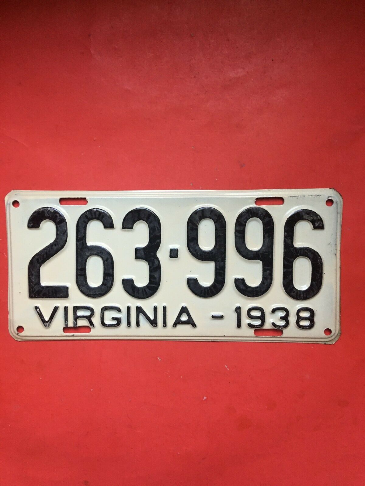 1938 Virginia Quality Passenger License Plate