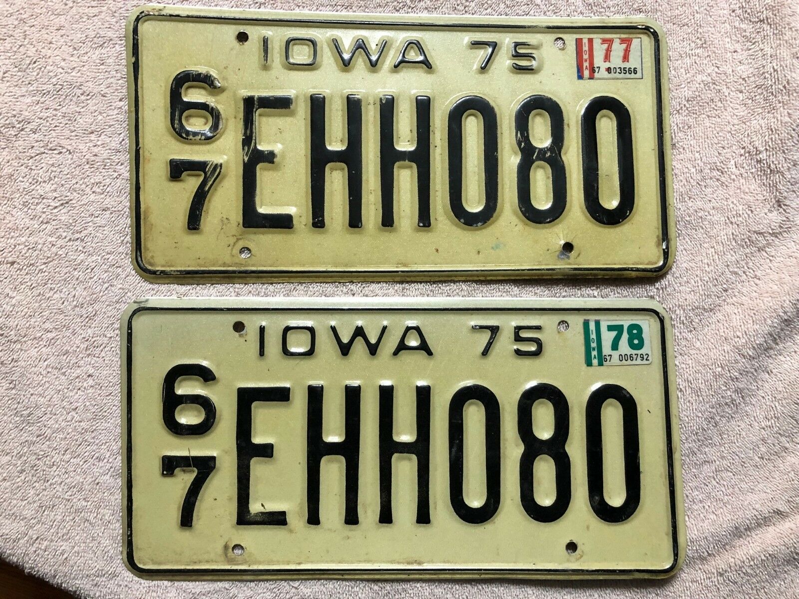 1975 Matched Pair Monoma County Iowa License Plates