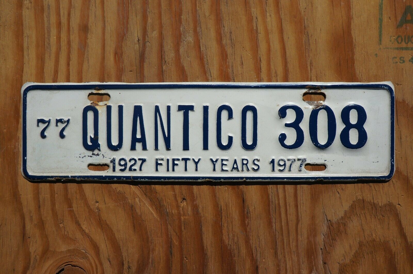 1977 Quantico Virginia License Plate Topper - 50 Year Anniversary