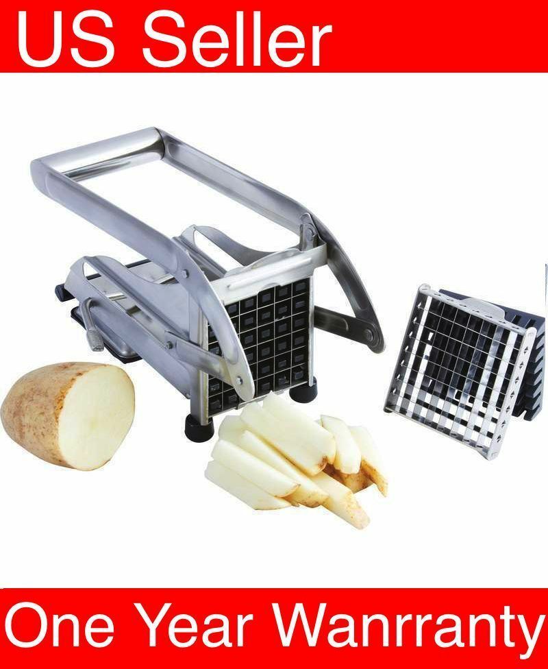 Stainless Steel French Fry Cutter Potato Vegetable Slicer Chopper 2 Blades