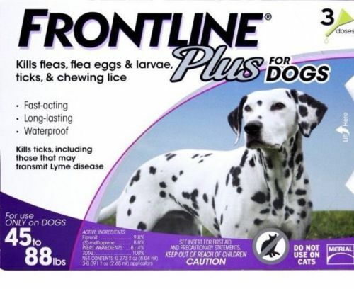 Frontline Plus For Large Dogs Flea And Tick 45-88 Lbs  - 3 Doses - Genuine Epa