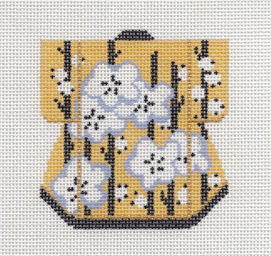 Sunny Floral Petite Japanese Kimono Handpainted Needlepoint Canvas Ornament Lee