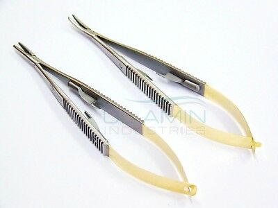 2pcs Tc Castroviejo Needle Holder 5.5" Str Cvd Plier Dental Surgical Instrument