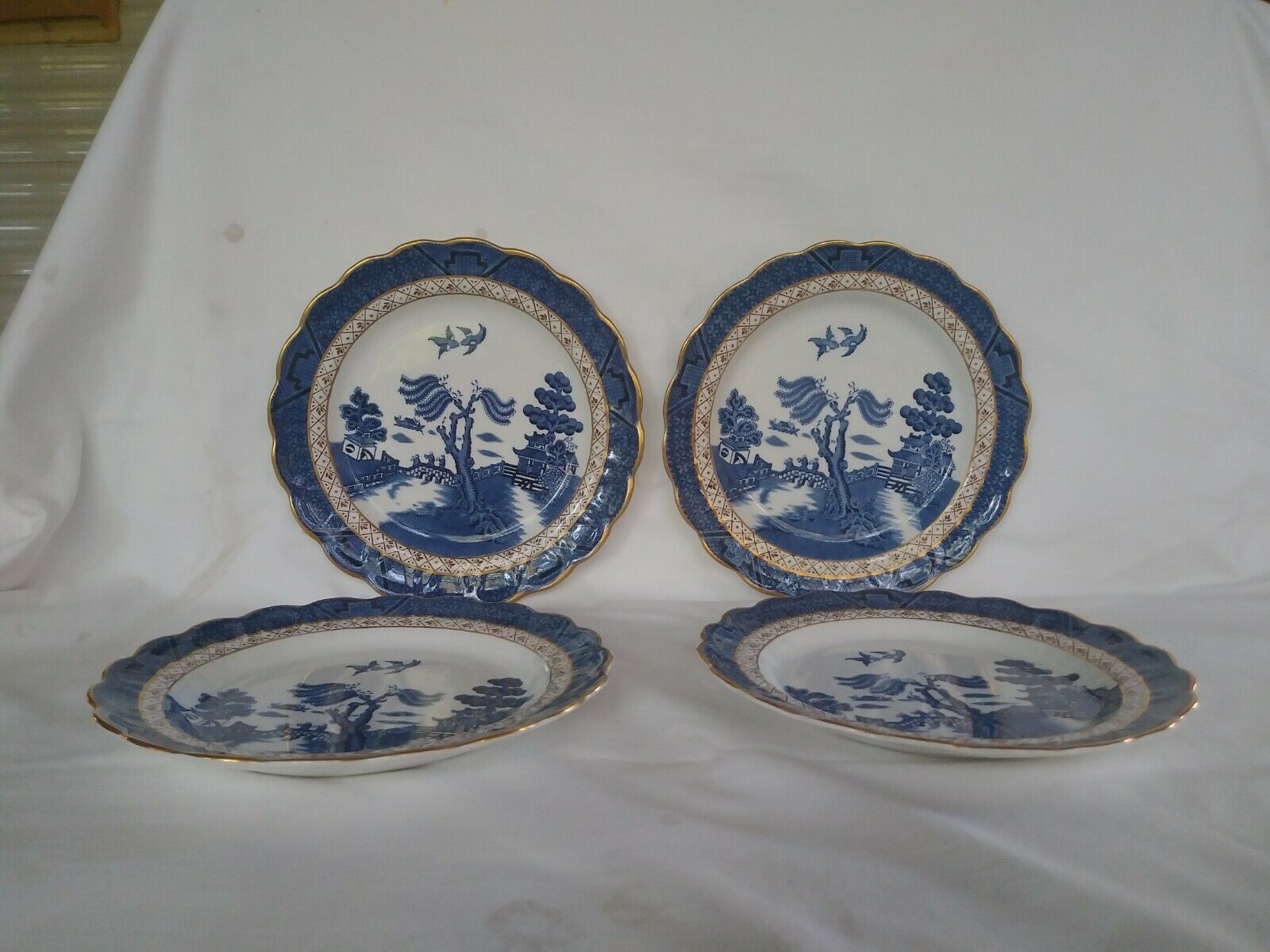 Booth's "real Old Willow" A8025 Set Of 4 Salad Plates @ 7 3/4" Lot "b"