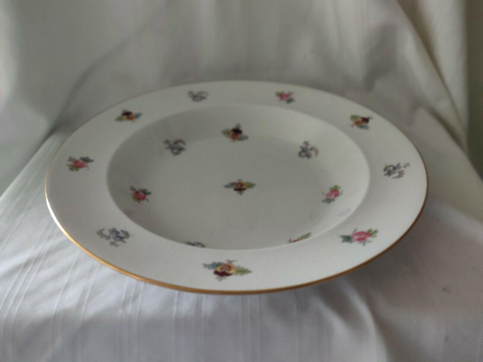 Booths Silicon China England Large Rimmed Soup Pasta Bowl Pansies Roses Flowers