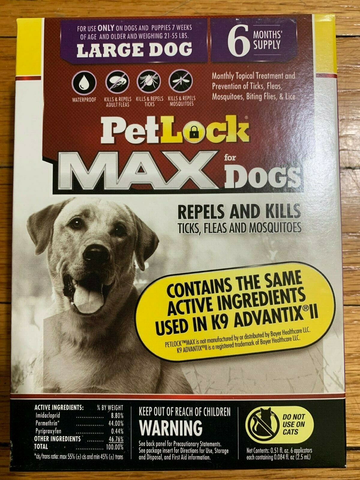 Petlock Max Flea & Tick Large Dogs 21 To 55 Lbs 6 Doses Advantix Ii Ingredients