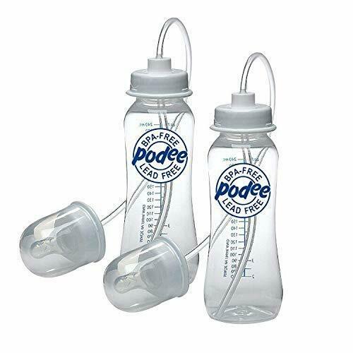 Podee Hands Free Baby Bottle - Anti-colic Feeding System 9 Oz (2 Pack - Blue)
