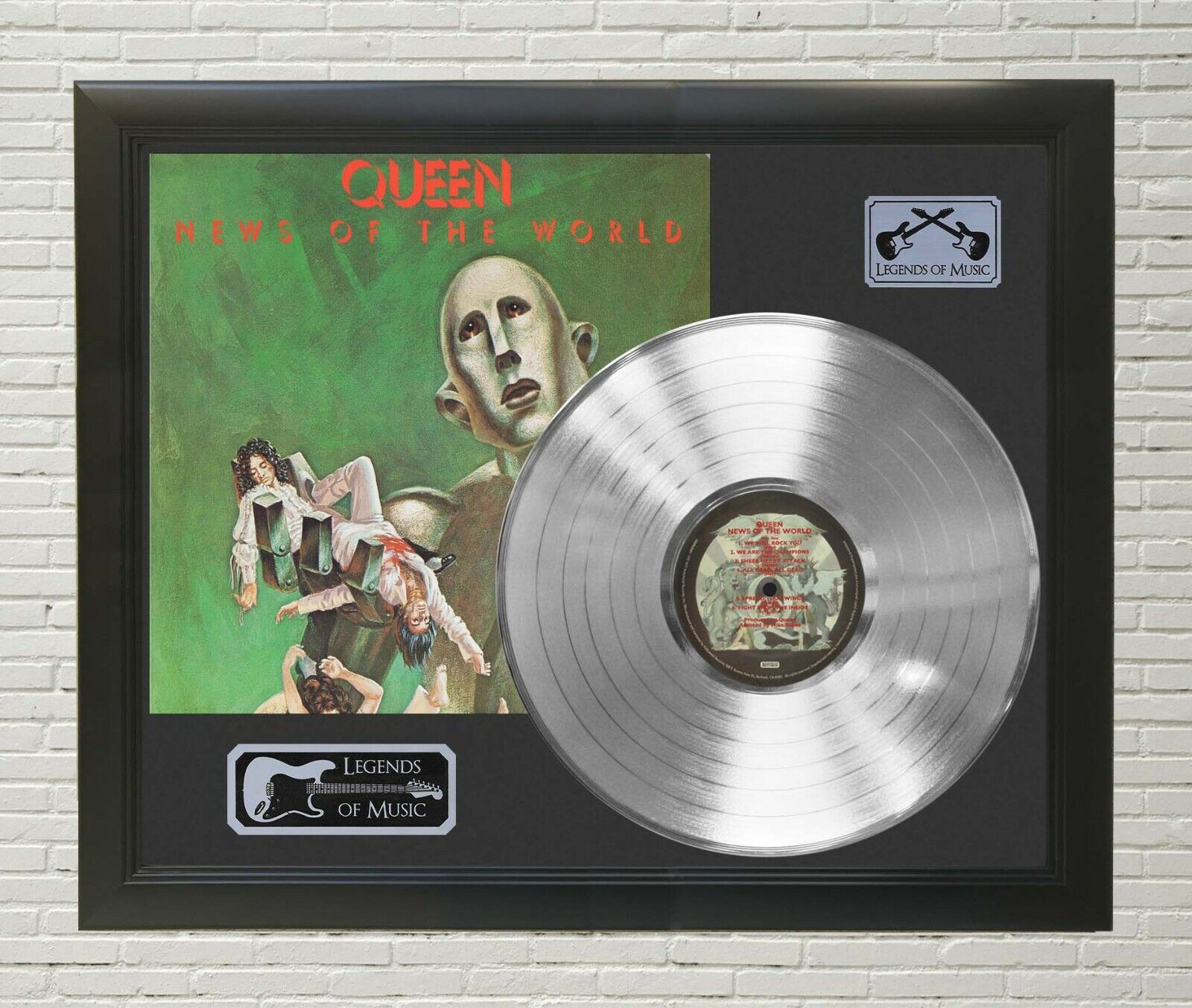 Queen Framed Black Wood Legends Of Music Platinum Lp Record Display