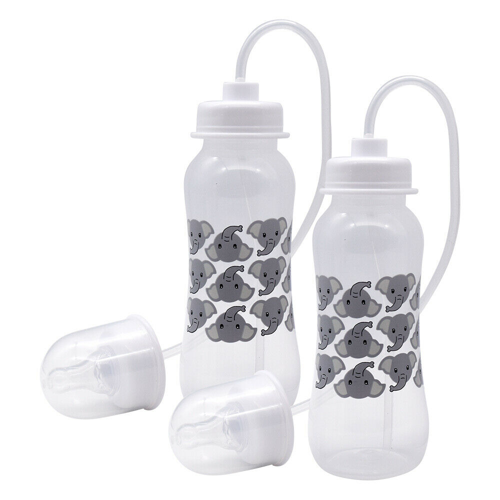 Podee Hands Free Baby Bottle - Anti-colic Feed System 9 Oz (2 Pack - Elephant)