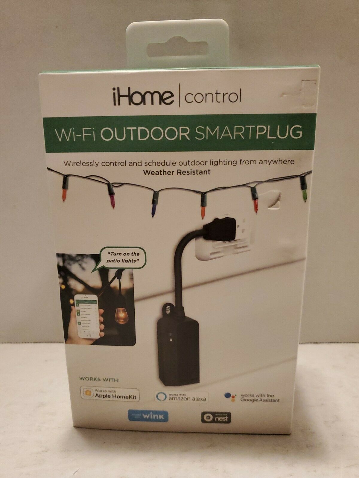 Ihome Wi-fi Outdoor Smart Plug Water Resistant Alexa Google Iwp100 New In Box