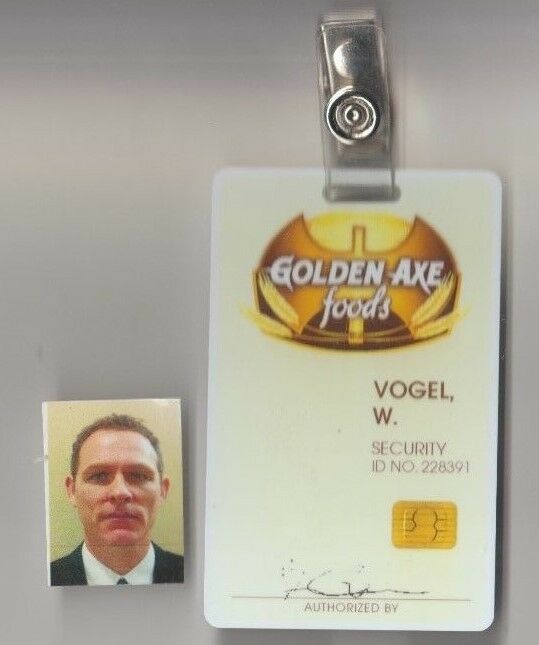 The Librarians Tv Show Screen Used Golden Axe Security Id Vogel.w Clip (1)