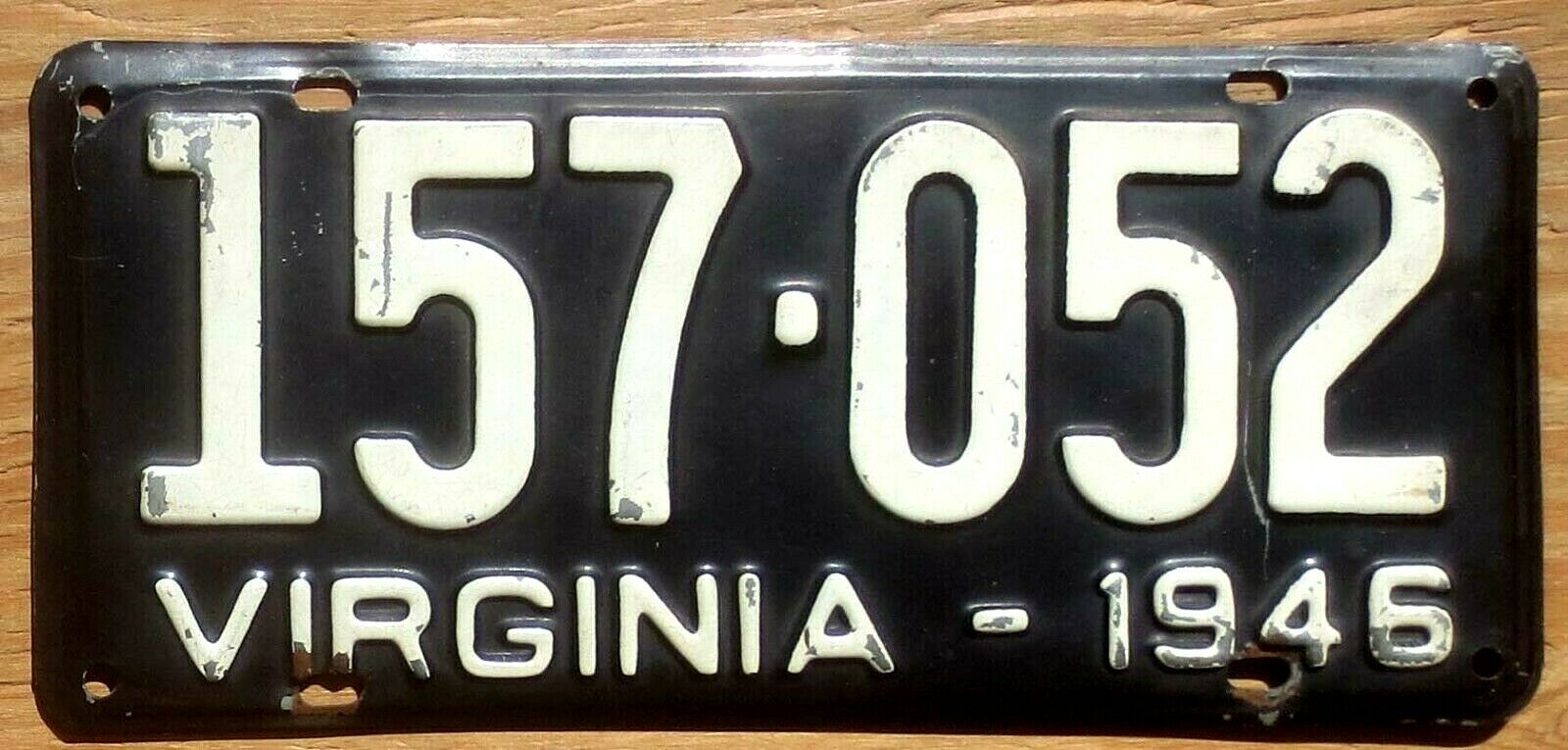 1946 Virginia License Plate Number Tag - Original