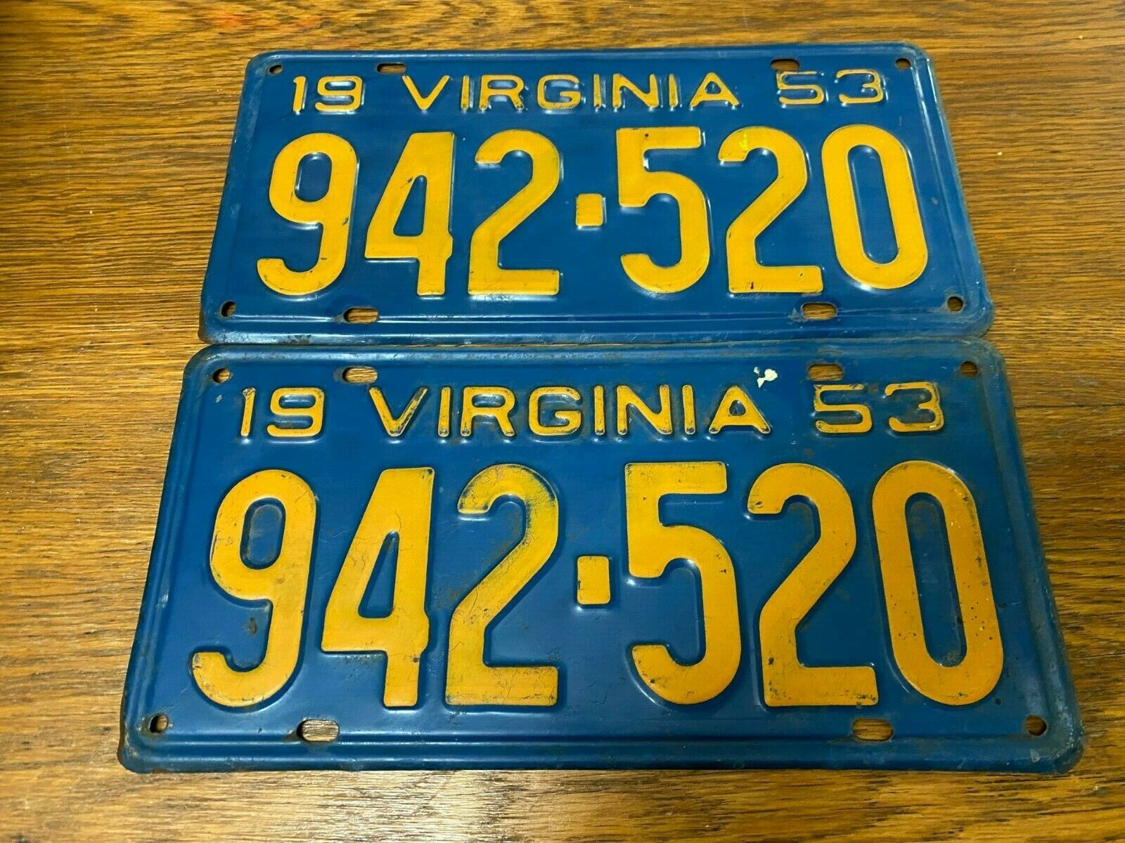 1953 Virginia License Plate Set, 942-520