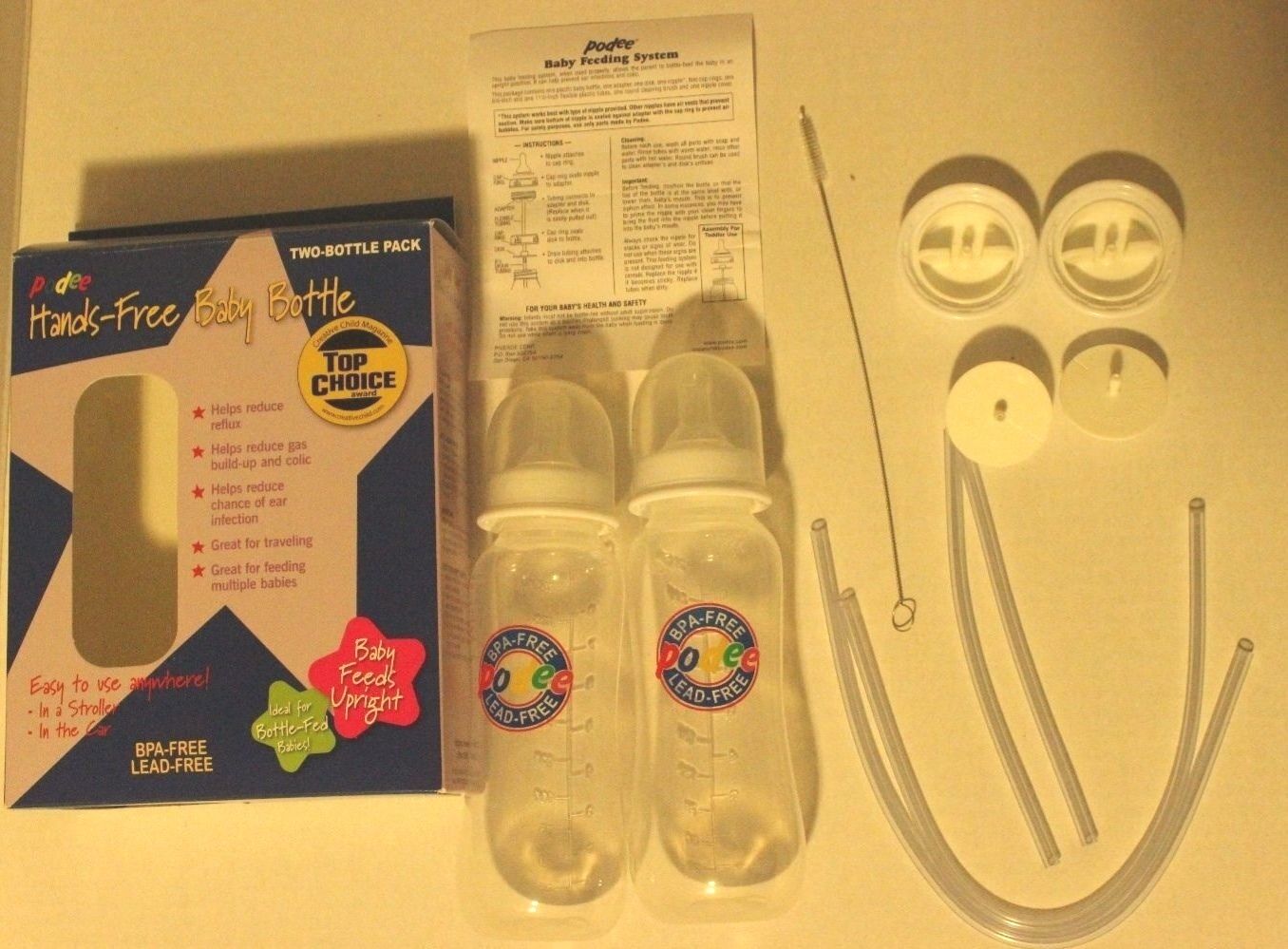 Used ~podee Hands Free Baby Bottle System ~ (twin Pack 2)- 9oz  Bottles