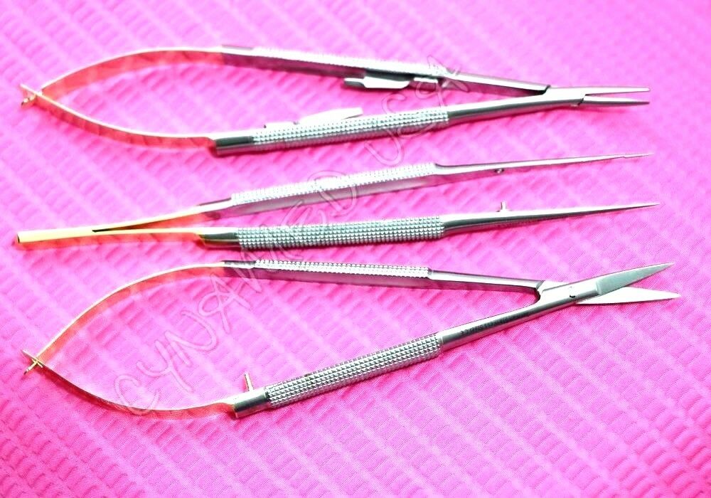 German Castroviejo Micro Scissors Needle Holder Curved Tc Forceps Dental Eye