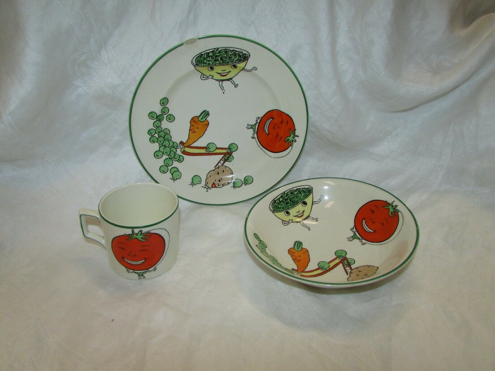 Old Booths Haviland China Healthy Vegetable Family Anthromorphic Childs Set