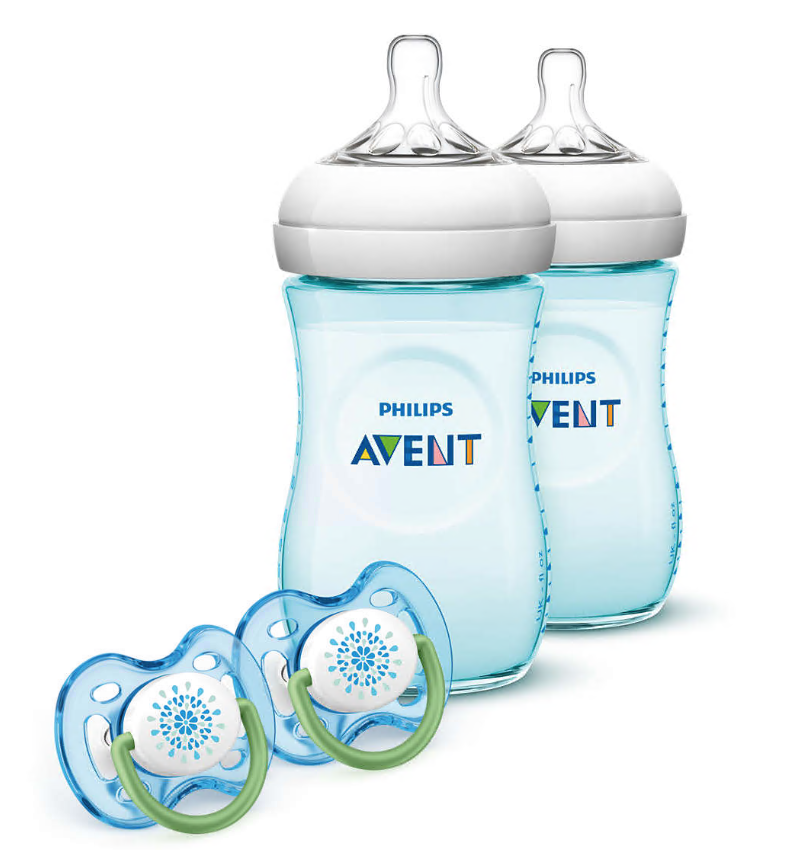 Philips Avent Natural Baby Bottle Teal Gift Set - 2 Feeding Bottles+2 Pacifiers