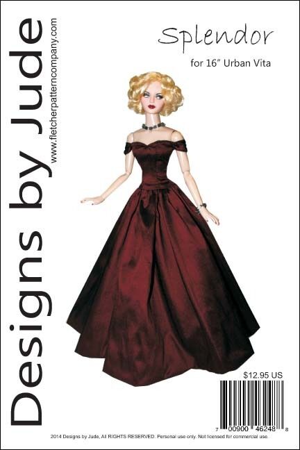 Splendor Doll Clothes Sewing Dress Pattern For 16" Urban Vita Dolls Horsman