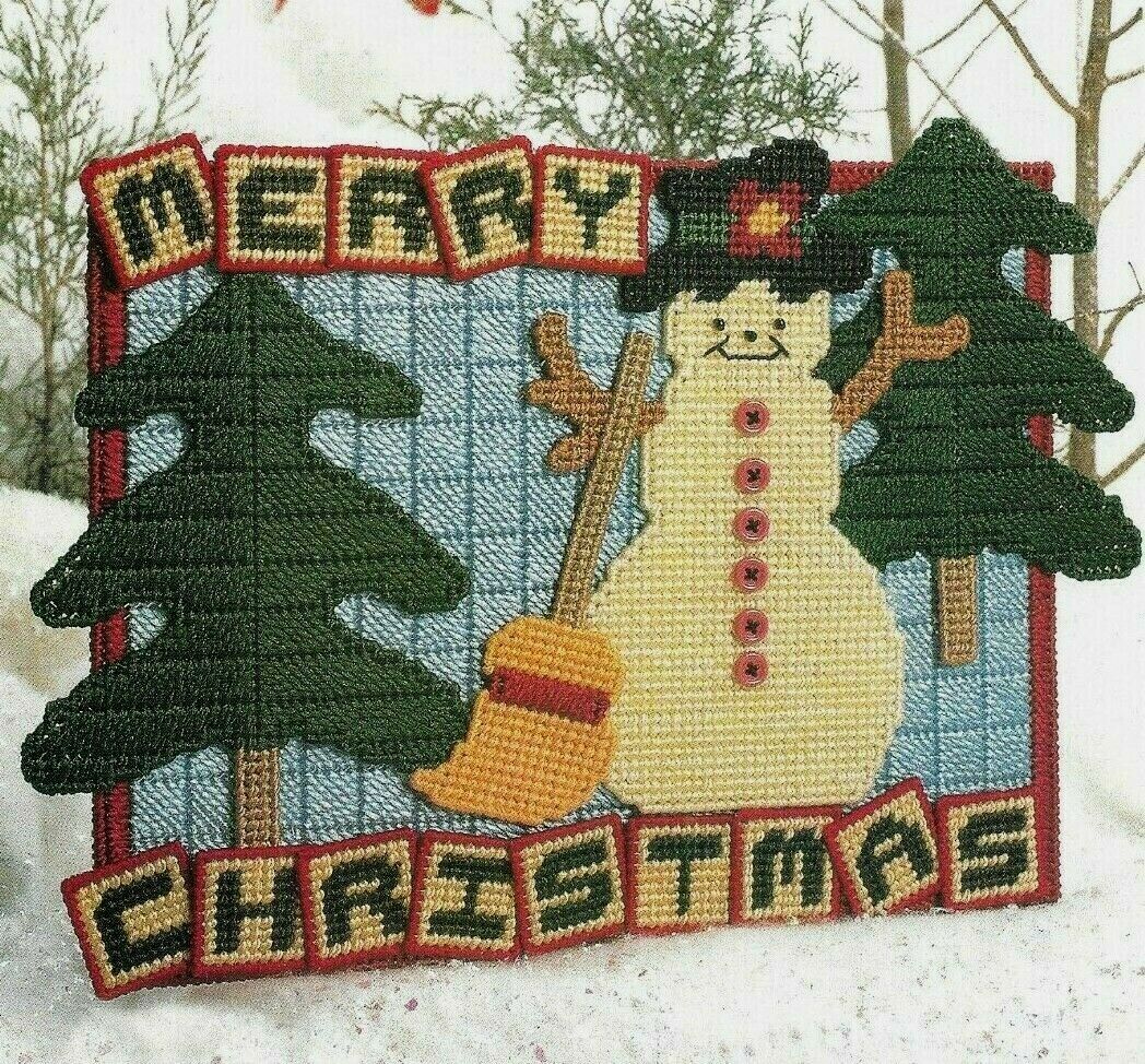 Christmas Wall Hanging Snowman Plastic Canvas Pattern Instructions