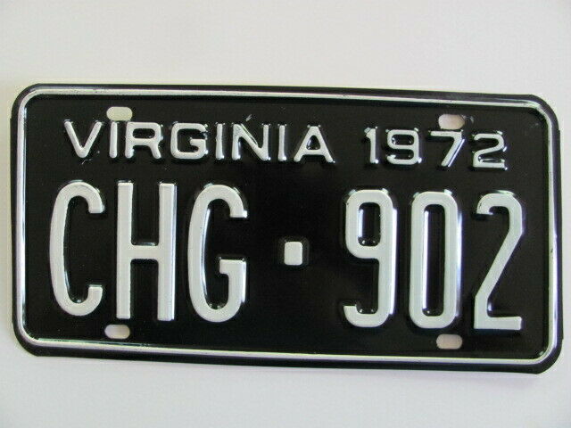 1972 Virginia License Plate, Never Used, Chg-902, Original, Very Nice, Vintage