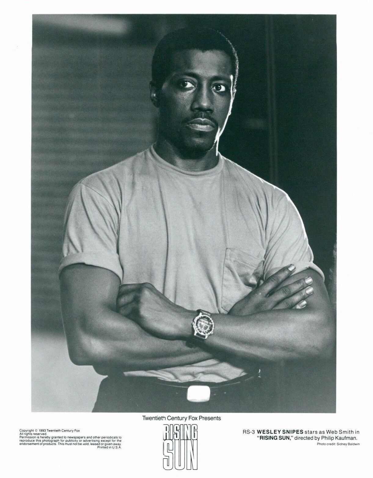 Wesley Snipes 1993 Rising Sun Unsigned Glossy 8x10 B&w Movie Promo Photo (f)