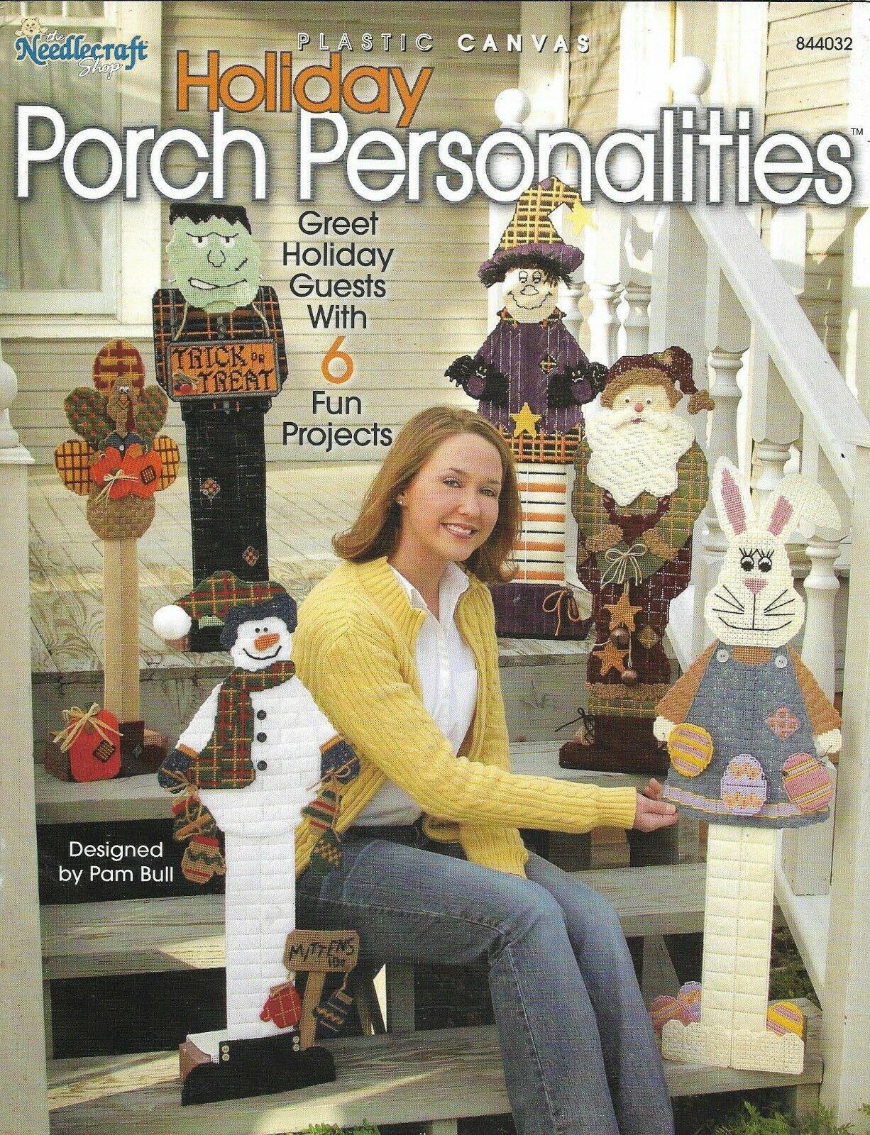 Used Holiday Porch Personalities Santa Witch Bunny Plastic Canvas Pattern Book
